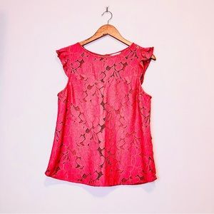 Monteau Pink Lace Sleeveless Top